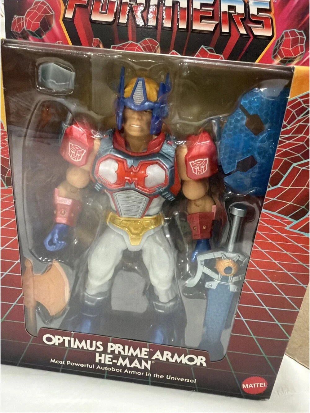 Masters of The Universe MOTU x Transformers Optimus Prime Armor He-Man IN-HAND